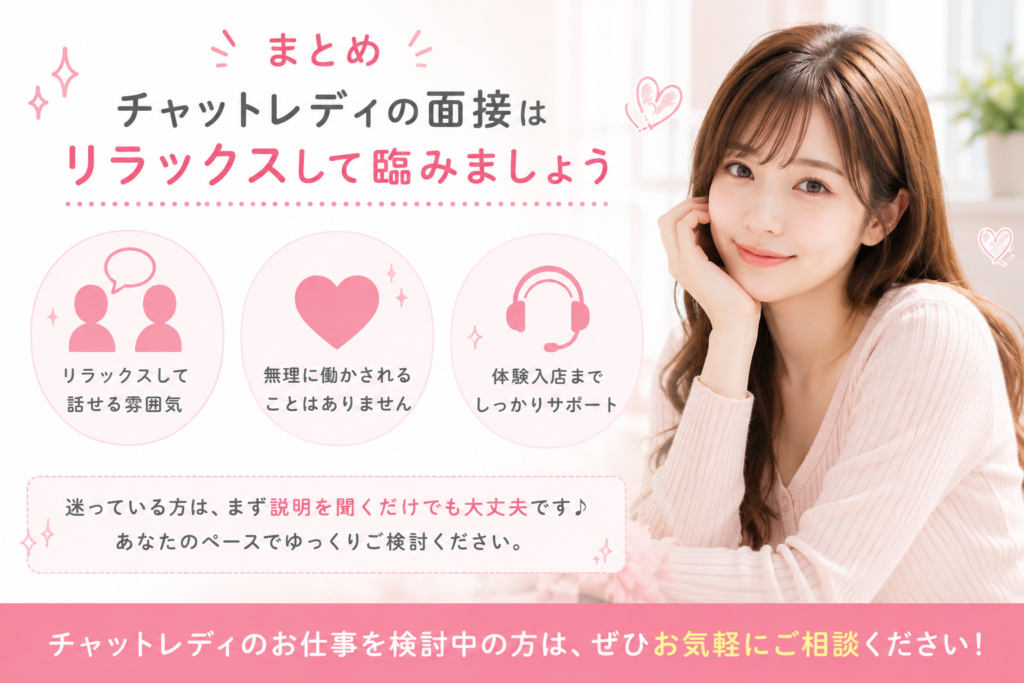 チャットレディの面接はリラックスして臨みましょう