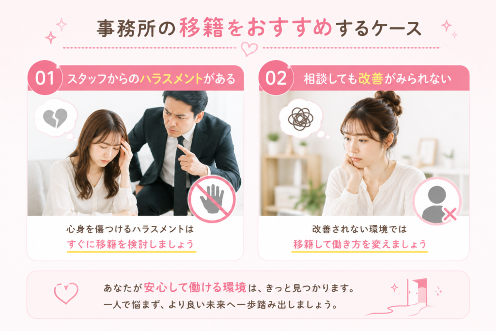事務所の移籍をおすすめするケース