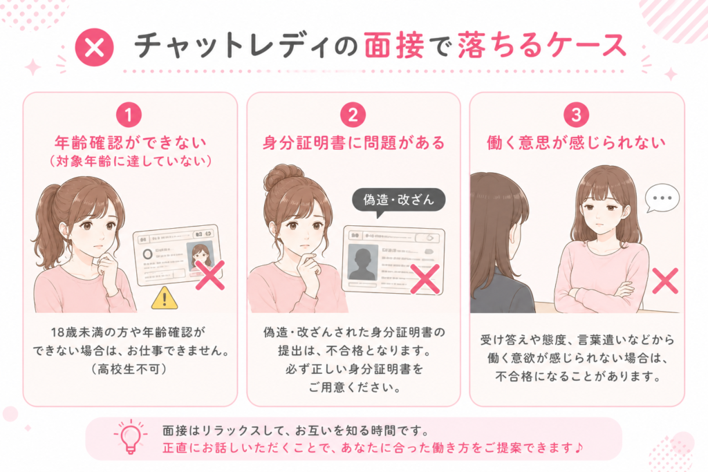 チャットレディの面接で落ちるケース