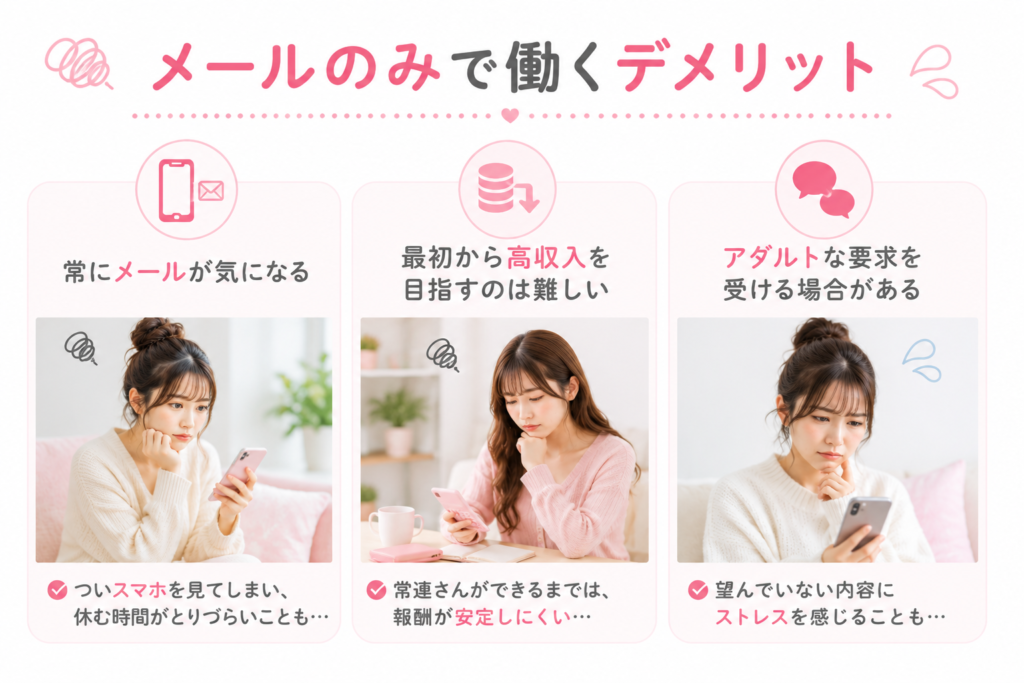 メールのみで働くデメリット
