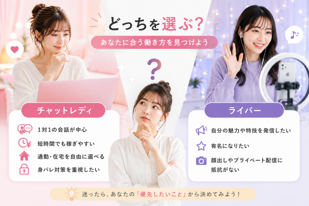 チャットレディとライバーで迷ったときの選び方