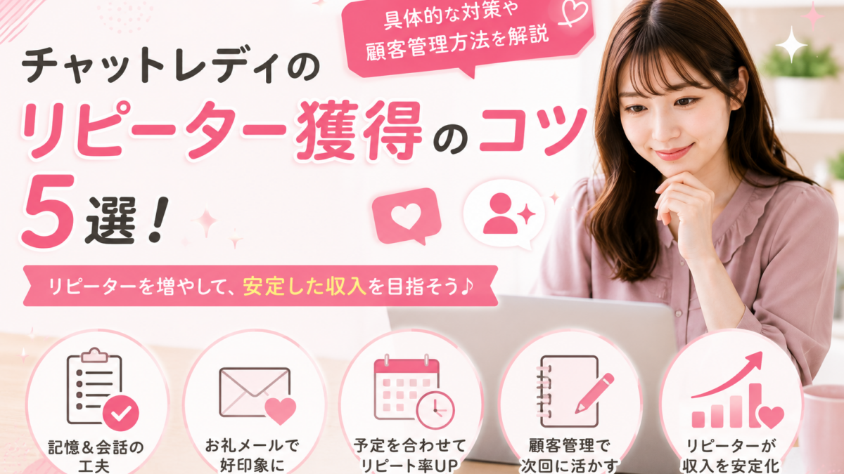 チャットレディのリピーター獲得のコツ5選！具体的な対策や顧客管理方法を解説