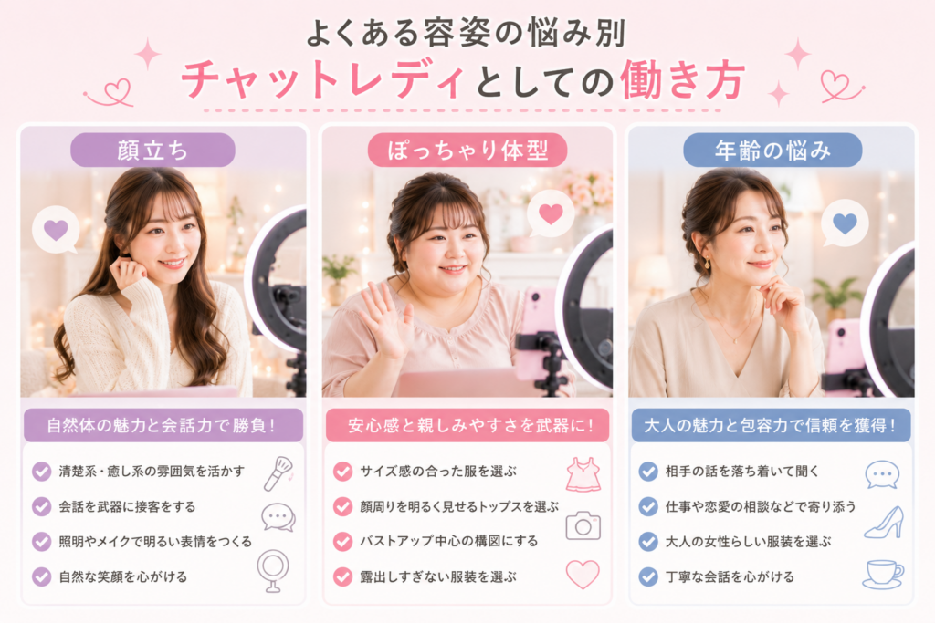 よくある容姿の悩み別チャットレディとしての働き方