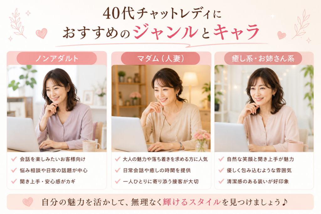 40代チャットレディにおすすめのジャンルとキャラ