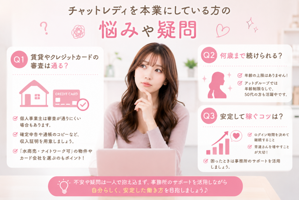 チャットレディを本業にしている方の悩みや疑問