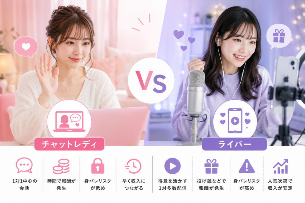チャットレディとライバーの違いを比較