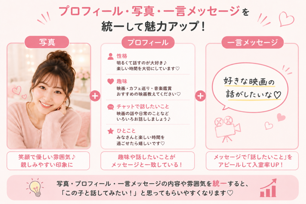 プロフィール・写真・一言メッセージを統一して魅力アップ