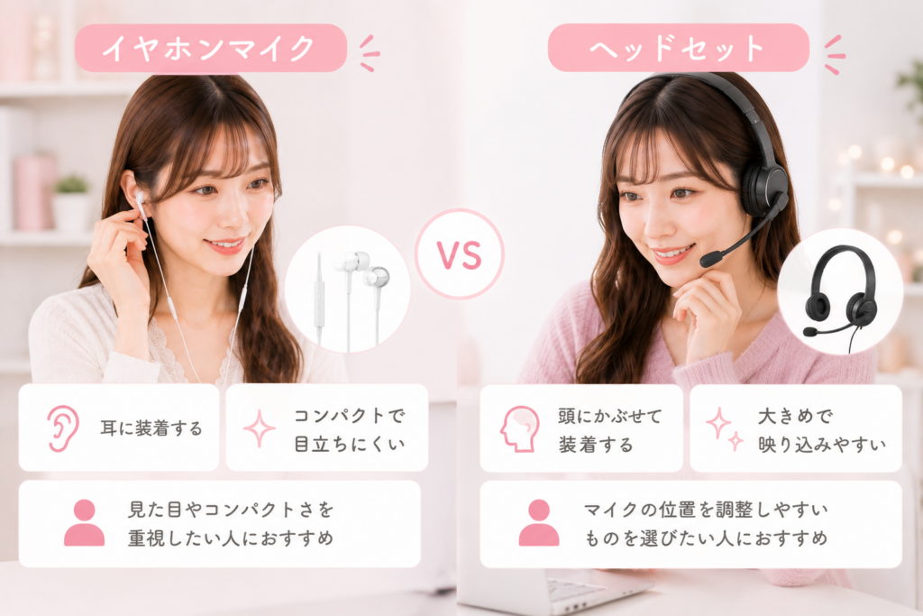 イヤホンマイクとヘッドセットの違い