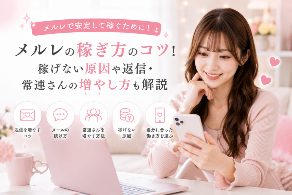 メルレで安定して稼ぐために！メルレの稼ぎ方のコツ！稼げない原因や返信・常連さんの増やし方も解説