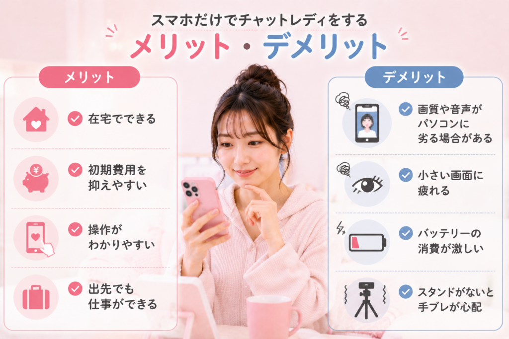 スマホだけでチャットレディをするメリット・デメリット