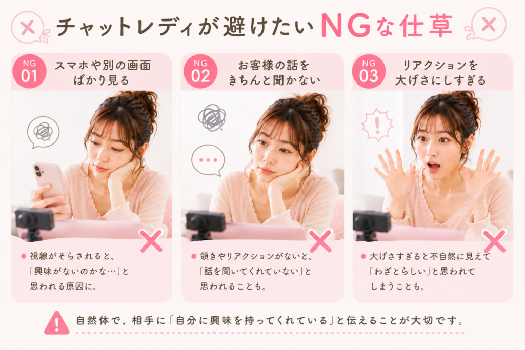 チャットレディが避けたいNGな仕草