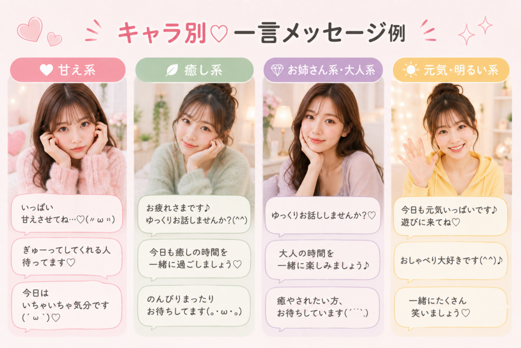 【キャラ別】チャットレディの一言メッセージ例文集