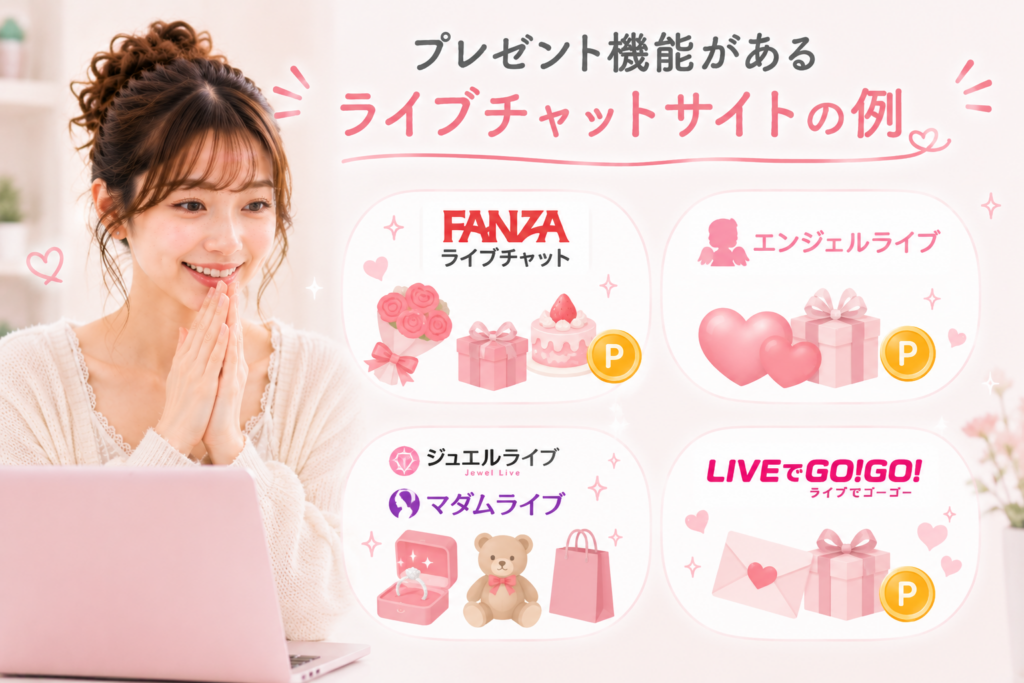 プレゼント機能があるライブチャットサイトの例