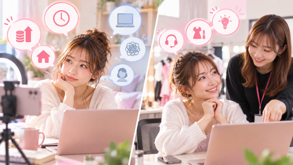 FANZAライブチャットの直接契約と事務所所属について