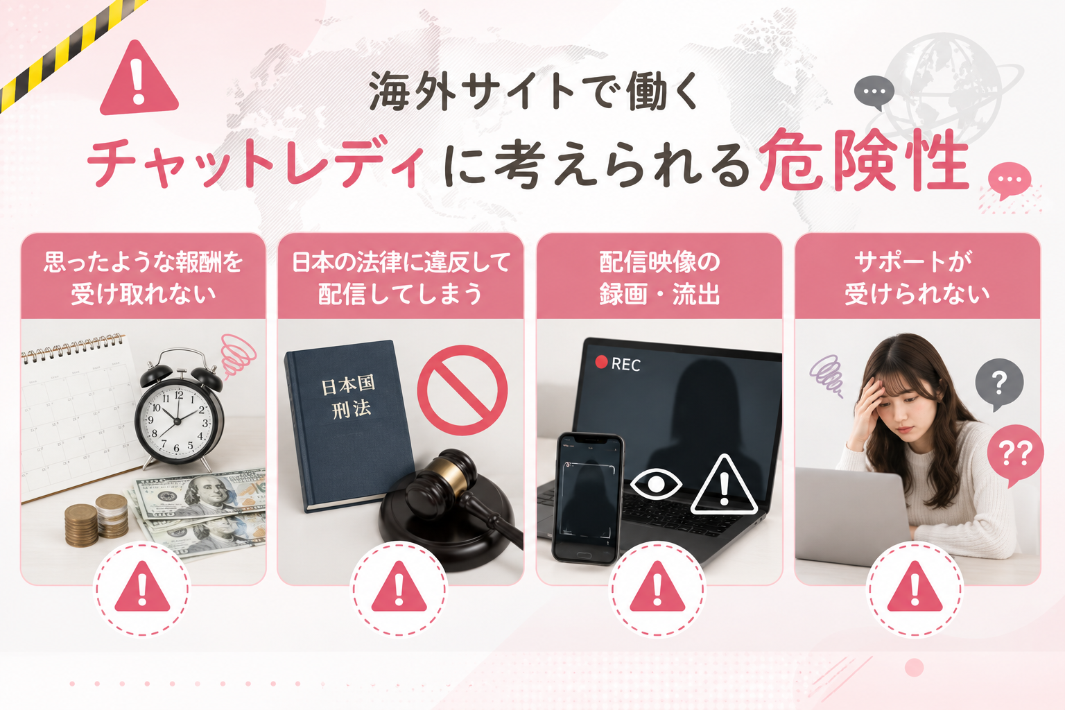 海外サイトで働くチャットレディに考えられる危険性