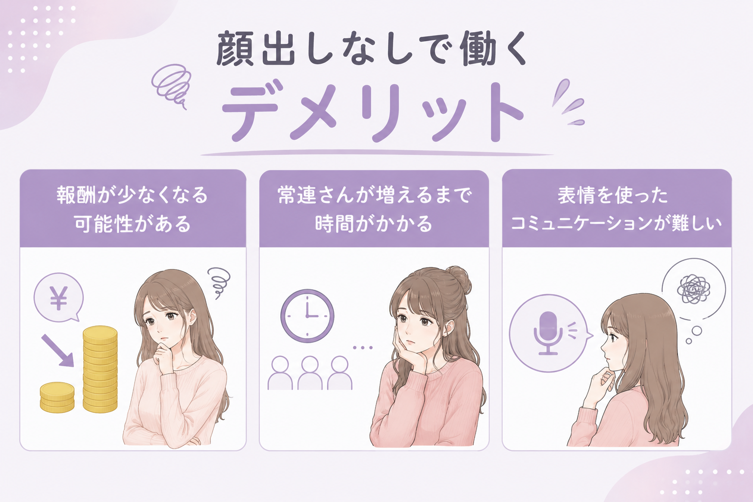 顔出しなしで働くデメリット