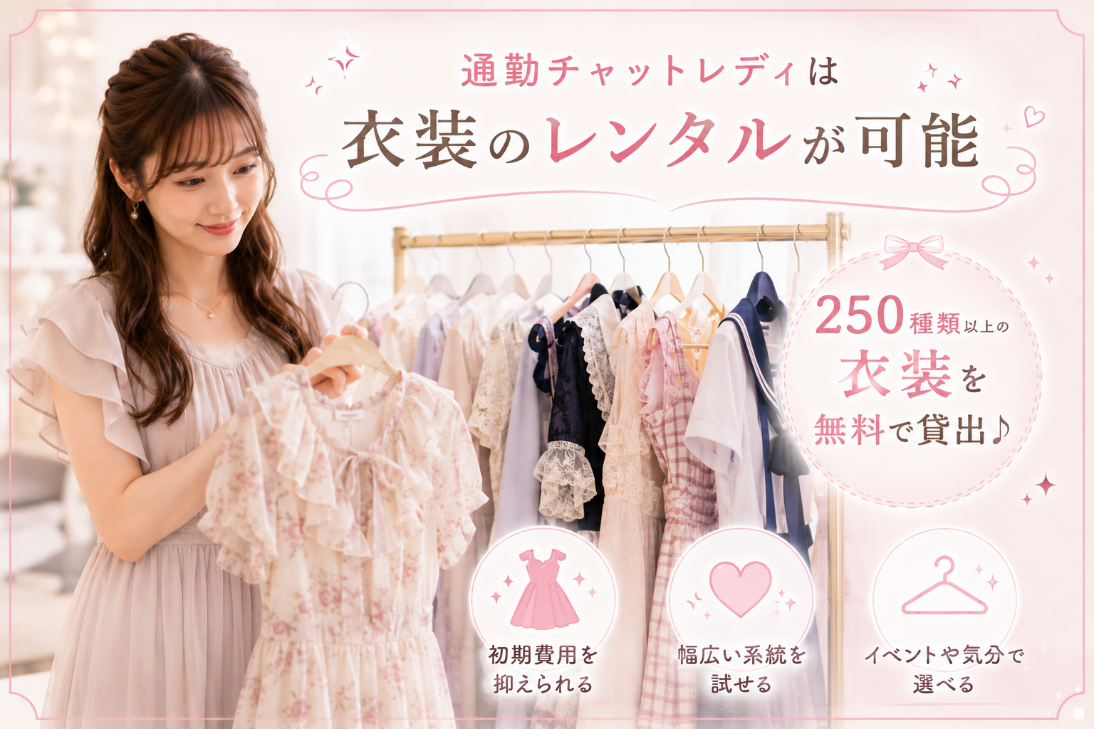 通勤チャットレディは衣装のレンタルが可能