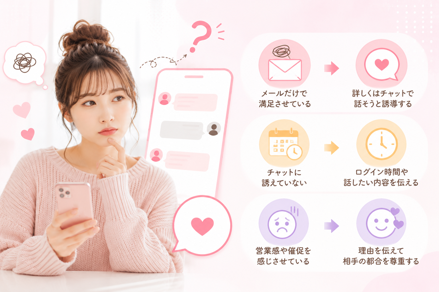 メールの返信は来るのにチャットに来てもらえないのはなぜ？