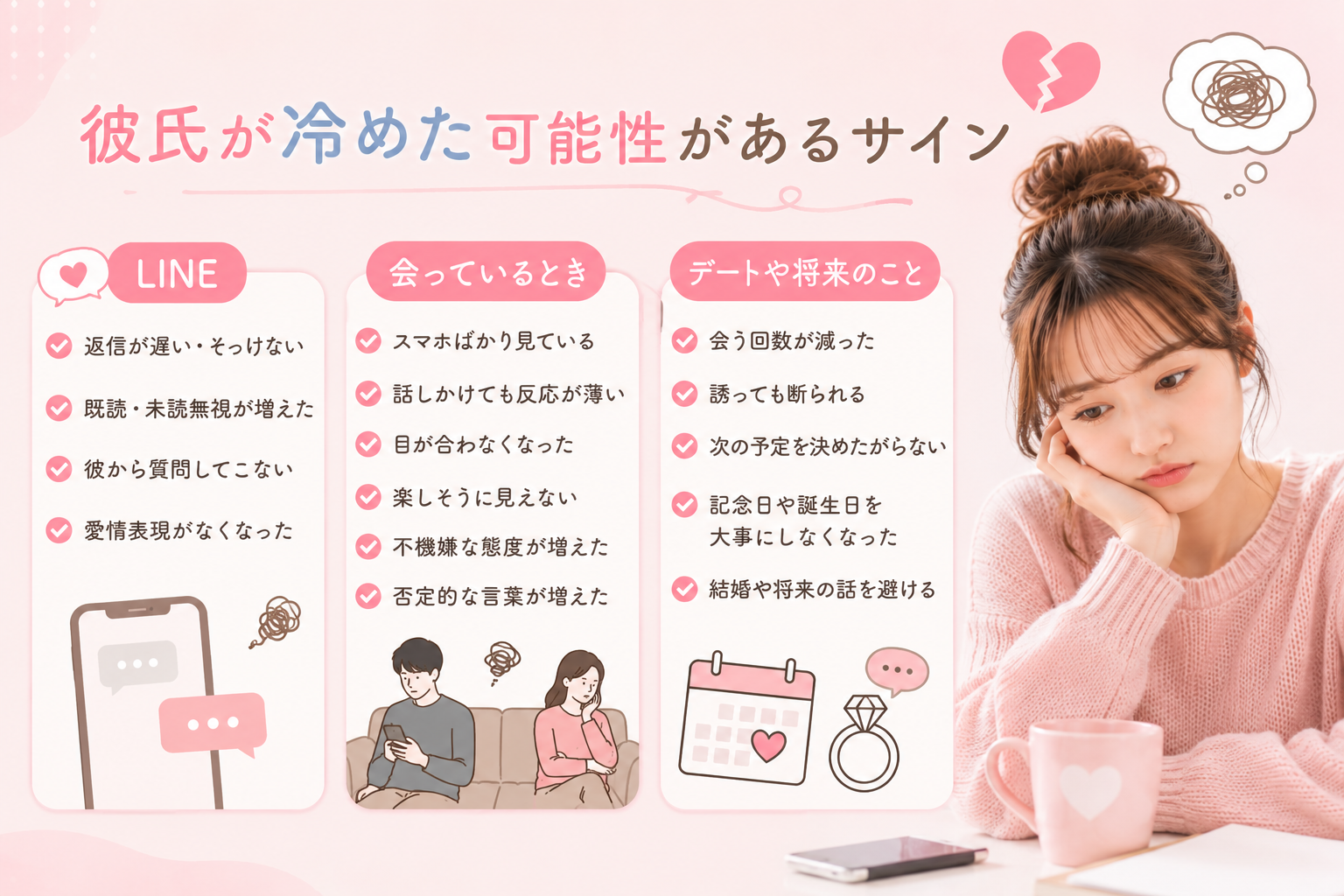 彼氏が冷めた可能性があるサイン